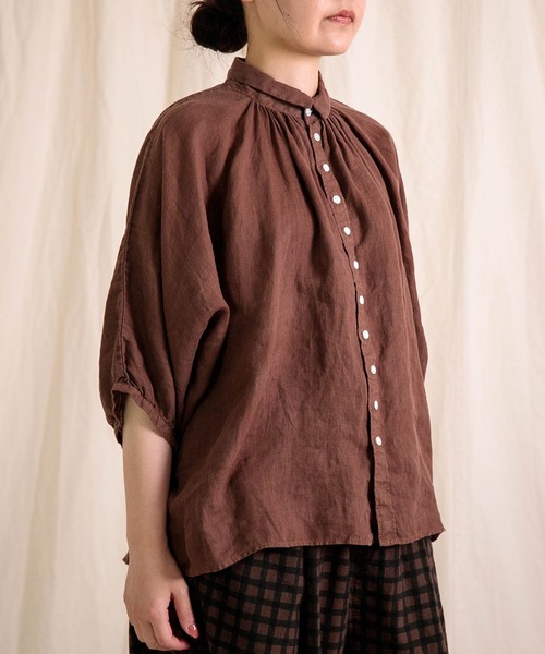 Brocante（ブロカント）の「[Brocante / ブロカント] リネンキャンバス グランシャツ（シャツ/ブラウス・レディース・ブラウン/ライトパープル・2）」の10枚目の写真