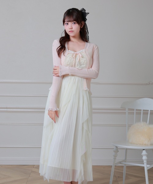 Anely(アネリー)の「フロント リボン フリル リブ カーディガン(カーディガン/ボレロ・レディース・ミント/ピンク/ホワイト・FREE)」の7枚目の写真