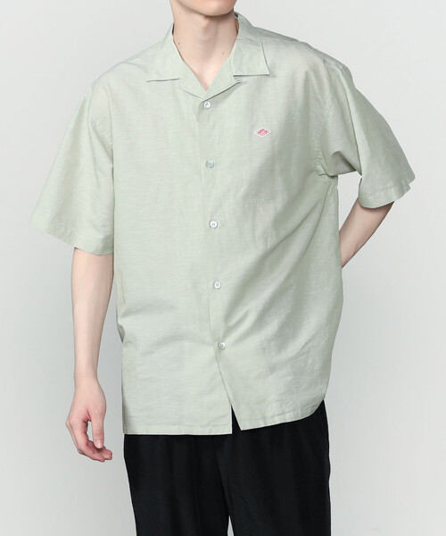 DANTON(ダントン)の「DANTON | コットンリネンスラブ 半袖シャツ MEN(シャツ/ブラウス・メンズ・ブラック/ライトグリーン・40/42)」の1枚目の写真