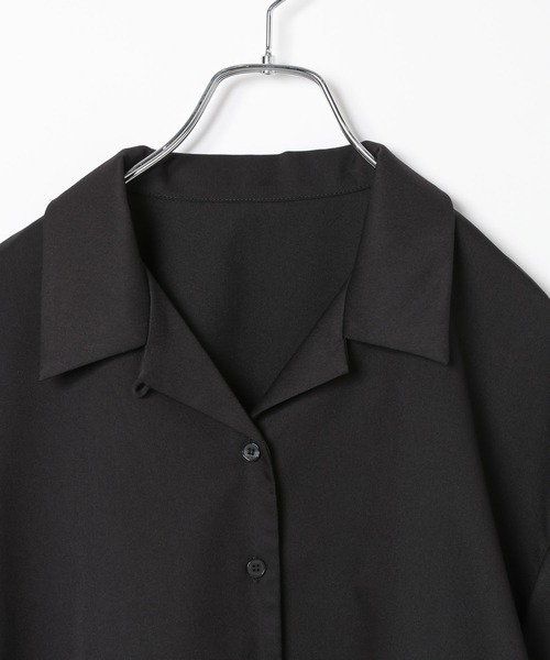 PAGEBOY(ページボーイ)の「【イージーケア/接触冷感/UVカット/セットアップ対応】シフトセットドロストショートシャツ(シャツ/ブラウス・レディース・ネイビー系/グレー系その他/ブラック・FREE)」の4枚目の写真