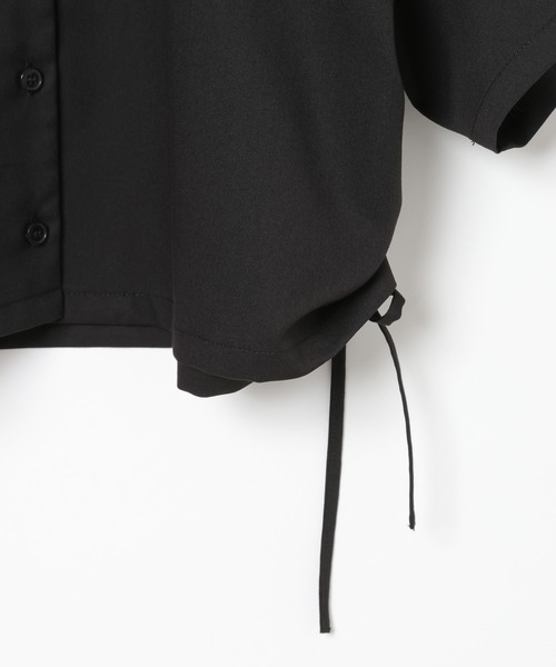 PAGEBOY(ページボーイ)の「【イージーケア/接触冷感/UVカット/セットアップ対応】シフトセットドロストショートシャツ(シャツ/ブラウス・レディース・ネイビー系/グレー系その他/ブラック・FREE)」の9枚目の写真