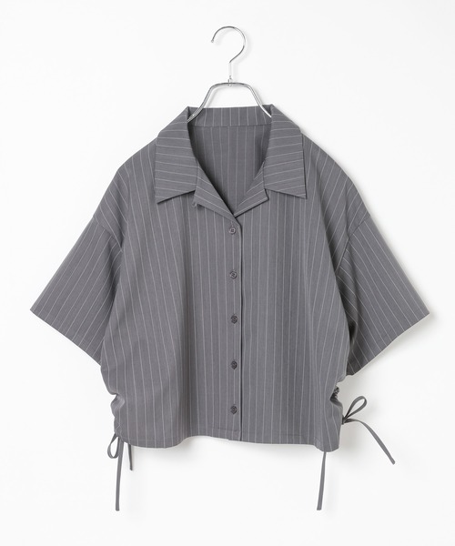 PAGEBOY(ページボーイ)の「【イージーケア/接触冷感/UVカット/セットアップ対応】シフトセットドロストショートシャツ(シャツ/ブラウス・レディース・ネイビー系/グレー系その他/ブラック・FREE)」の14枚目の写真