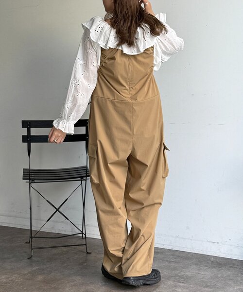 CPCM（シーピーシーエム）の「【2点セット】ストレッチナイロンパッカブルサロペ（つなぎ/オールインワン・レディース・ブラック/ベージュ/チャコールグレー・FREE）」の6枚目の写真