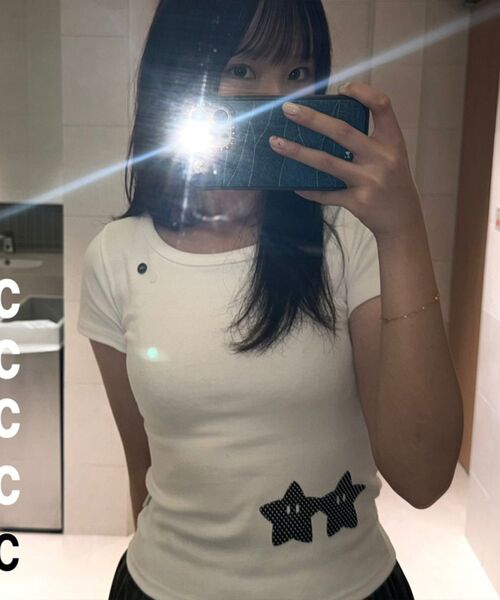 FUZZY SCAN(ファジスキャン)の「ボタンホールドハンドスタースリム半袖(Tシャツ/カットソー・レディース・ホワイト・ONE SIZE)」の10枚目の写真