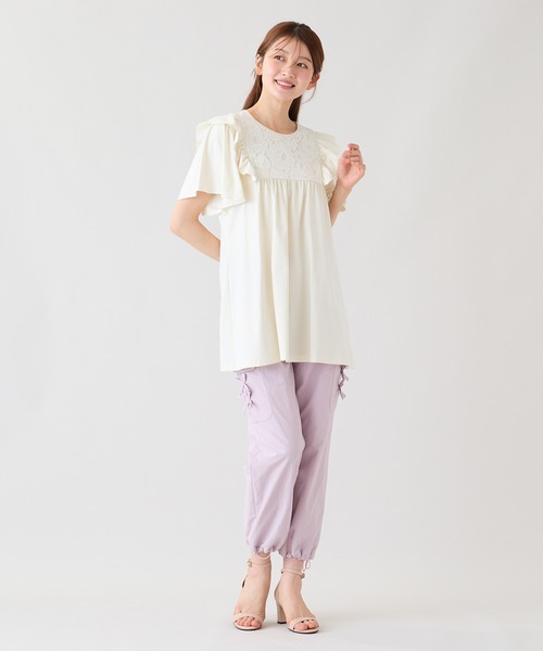 Rose Tiara(ローズティアラ)の「ヨークレース切替カットソー(Tシャツ/カットソー・レディース・オフホワイト/ブラック/グリーン・46/42)」の9枚目の写真