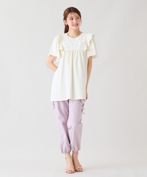 Rose Tiara(ローズティアラ)の「ヨークレース切替カットソー(Tシャツ/カットソー・レディース・オフホワイト/ブラック/グリーン・46/42)」の10枚目の写真