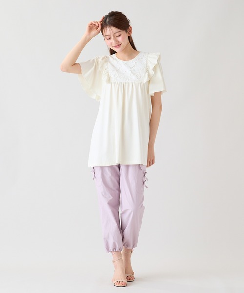 Rose Tiara(ローズティアラ)の「ヨークレース切替カットソー(Tシャツ/カットソー・レディース・オフホワイト/ブラック/グリーン・46/42)」の11枚目の写真