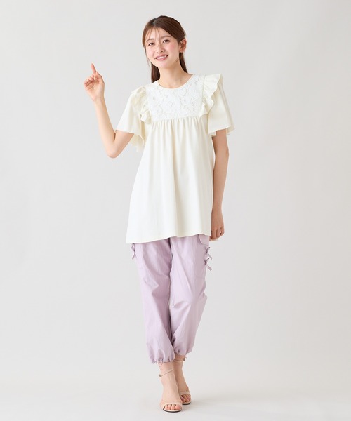 Rose Tiara(ローズティアラ)の「ヨークレース切替カットソー(Tシャツ/カットソー・レディース・オフホワイト/ブラック/グリーン・46/42)」の12枚目の写真