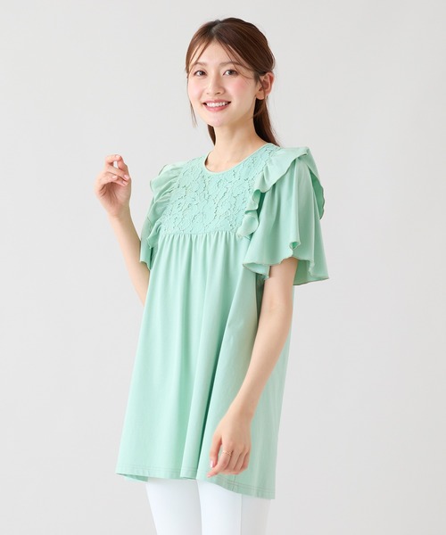 Rose Tiara(ローズティアラ)の「ヨークレース切替カットソー(Tシャツ/カットソー・レディース・オフホワイト/ブラック/グリーン・46/42)」の13枚目の写真