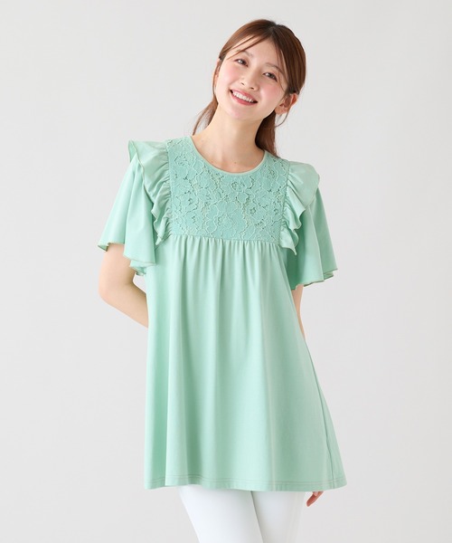 Rose Tiara(ローズティアラ)の「ヨークレース切替カットソー(Tシャツ/カットソー・レディース・オフホワイト/ブラック/グリーン・46/42)」の15枚目の写真