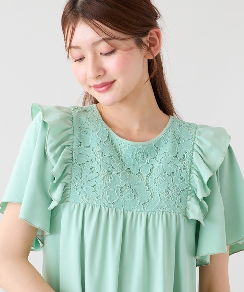 Rose Tiara(ローズティアラ)の「ヨークレース切替カットソー(Tシャツ/カットソー・レディース・オフホワイト/ブラック/グリーン・46/42)」の17枚目の写真