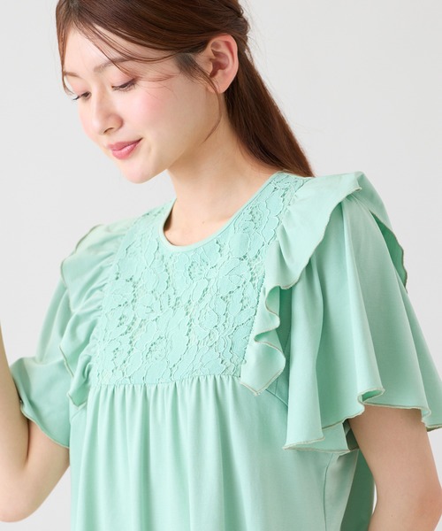 Rose Tiara(ローズティアラ)の「ヨークレース切替カットソー(Tシャツ/カットソー・レディース・オフホワイト/ブラック/グリーン・46/42)」の18枚目の写真