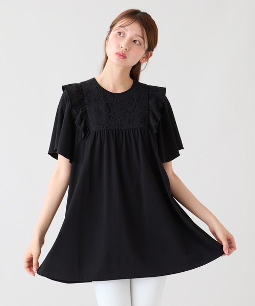 Rose Tiara(ローズティアラ)の「ヨークレース切替カットソー(Tシャツ/カットソー・レディース・オフホワイト/ブラック/グリーン・46/42)」の19枚目の写真