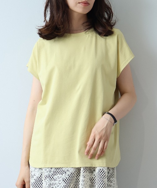 leswel(レスウェル)の「【M/L】シルケット天竺フレンチスリーブTシャツ(Tシャツ/カットソー・レディース・オフホワイト/イエロー/ブラック・L/M)」の12枚目の写真