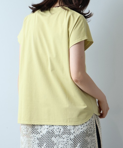 leswel(レスウェル)の「【M/L】シルケット天竺フレンチスリーブTシャツ(Tシャツ/カットソー・レディース・オフホワイト/イエロー/ブラック・L/M)」の10枚目の写真