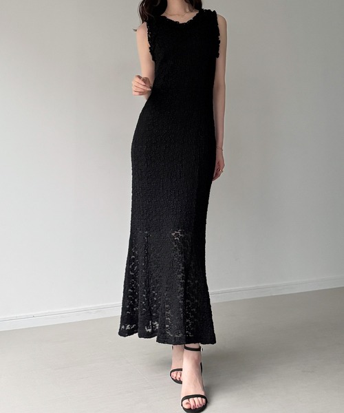 junoah(ジュノア)の「カットレースフリルノースリーブワンピース(ワンピース・レディース・アイボリー/ブラック・MEDIUM/SMALL/LARGE)」の9枚目の写真