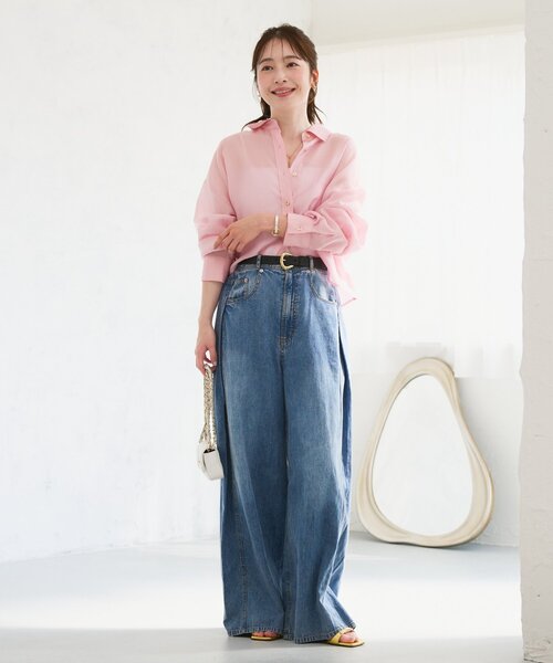 La boutique BonBon(ラブティックボンボン)の「【涼しいデニム】綿麻カーブデニムパンツ(その他パンツ・レディース・サックスブルー・2/1)」の7枚目の写真