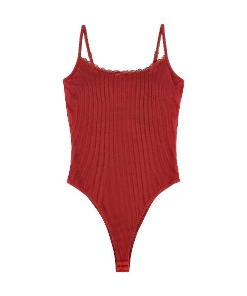 ALEXIA STAM（アリシアスタン）の「Lace Bodysuit /パッドinリブ&レースボディスーツ（キャミソール・レディース・ブラック/グレー/レッド・S/M/L）」の11枚目の写真
