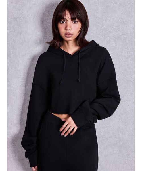 GYDA（ジェイダ）の「sacred edge crossショートパーカー（Tシャツ/カットソー・レディース・ブラック/チャコールグレー/オフホワイト・FREE）」の16枚目の写真