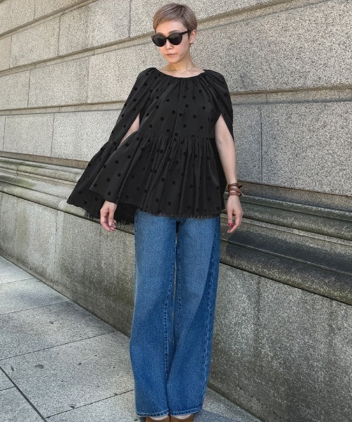 JENNE(ジェンヌ)の「ドットエアリーシフォントップス(その他トップス・レディース・ホワイト/ブラック・MEDIUM/LARGE/SMALL)」の9枚目の写真