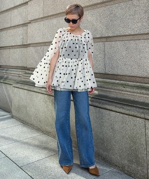 JENNE(ジェンヌ)の「ドットエアリーシフォントップス(その他トップス・レディース・ホワイト/ブラック・MEDIUM/LARGE/SMALL)」の16枚目の写真