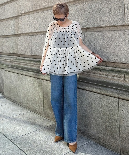 JENNE(ジェンヌ)の「ドットエアリーシフォントップス(その他トップス・レディース・ホワイト/ブラック・MEDIUM/LARGE/SMALL)」の22枚目の写真
