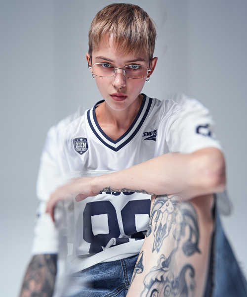 ZENDUST(ジェンダスト)の「Chrome Play Football Jersey T-shirt PINK(Tシャツ/カットソー・レディース・PINK・MEDIUM/LARGE)」の4枚目の写真