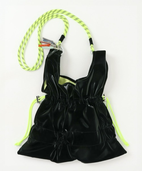 cheek（BAG）（チーク）の「【cheek】tiered code one shoul ティアード ギャザー ワンショルダーバッグ｜ロープハンドル ドローコード（トートバッグ・レディース・グレー/ブラック/ピンク/カーキ・フリー）」の14枚目の写真