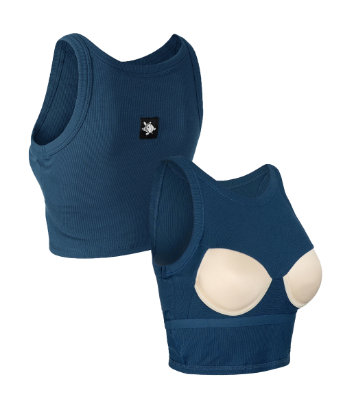 WHILE(ワイル)の「ブラックテープボリュームブラトップ (AQUA BLUE)(チューブトップ・レディース・その他・LARGE/MEDIUM/SMALL)」の1枚目の写真