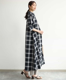 MK MICHEL KLEIN | [洗える]オンブレチェック柄シャツワンピース(シャツワンピース)