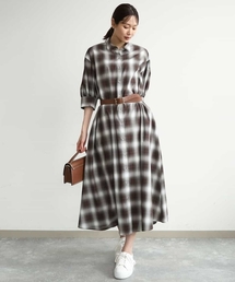 MK MICHEL KLEIN | [洗える]オンブレチェック柄シャツワンピース(シャツワンピース)