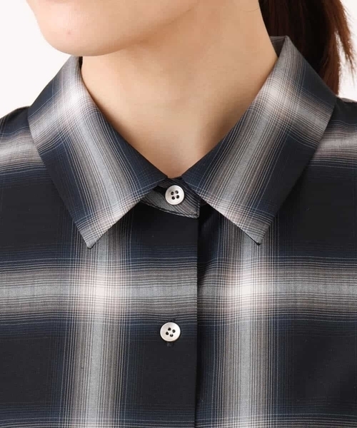 MK MICHEL KLEIN（エムケーミッシェルクラン）の「[洗える]オンブレチェック柄シャツワンピース（シャツワンピース・レディース・ネイビー/ブラウン・38）」の17枚目の写真