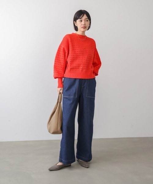 Bou Jeloud（ブージュルード）の「前後2WAY軽量メッシュ編ニットカーディガン（カーディガン/ボレロ・レディース・ブラック/オレンジ・FREE）」の20枚目の写真