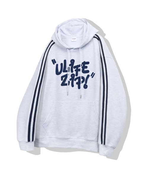 ULIFEZIP（ユーライフジー）の「マークユ オーバーサイズ トラック フードパーカー 4カラー [ULZI_3003]（パーカー・メンズ・ブラック×グレー/アイボリー/ブラック×ホワイト/ネイビー・X-LARGE/LARGE/SMALL/MEDIUM）」の5枚目の写真