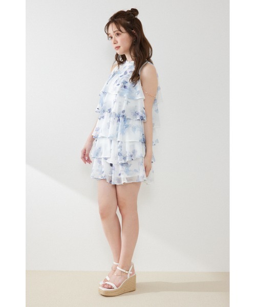 rienda(リエンダ)の「ティアードシフォンミニワンピース 夏服 秋服(ワンピース・レディース・ブラック/マルチ/その他2/ホワイト系その他・SMALL/MEDIUM)」の7枚目の写真