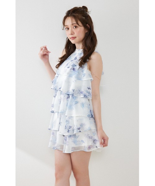 rienda(リエンダ)の「ティアードシフォンミニワンピース 夏服 秋服(ワンピース・レディース・ブラック/マルチ/その他2/ホワイト系その他・SMALL/MEDIUM)」の9枚目の写真