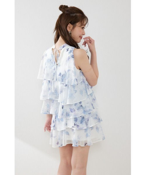 rienda(リエンダ)の「ティアードシフォンミニワンピース 夏服 秋服(ワンピース・レディース・ブラック/マルチ/その他2/ホワイト系その他・SMALL/MEDIUM)」の10枚目の写真