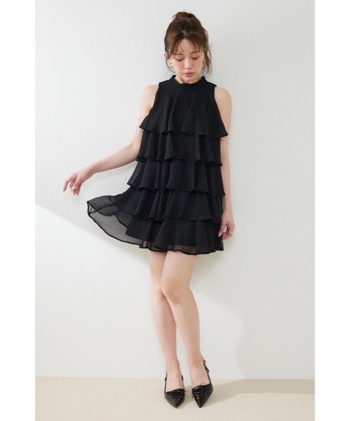 rienda(リエンダ)の「ティアードシフォンミニワンピース 夏服 秋服(ワンピース・レディース・ブラック/マルチ/その他2/ホワイト系その他・SMALL/MEDIUM)」の12枚目の写真