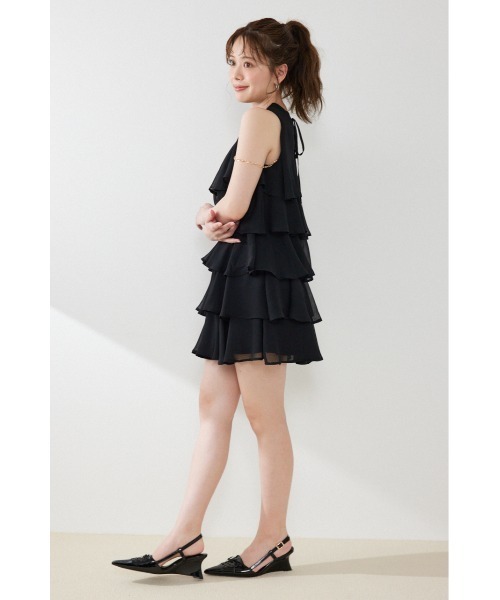rienda(リエンダ)の「ティアードシフォンミニワンピース 夏服 秋服(ワンピース・レディース・ブラック/マルチ/その他2/ホワイト系その他・SMALL/MEDIUM)」の13枚目の写真