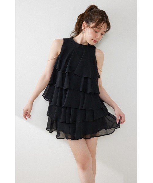 rienda(リエンダ)の「ティアードシフォンミニワンピース 夏服 秋服(ワンピース・レディース・ブラック/マルチ/その他2/ホワイト系その他・SMALL/MEDIUM)」の14枚目の写真