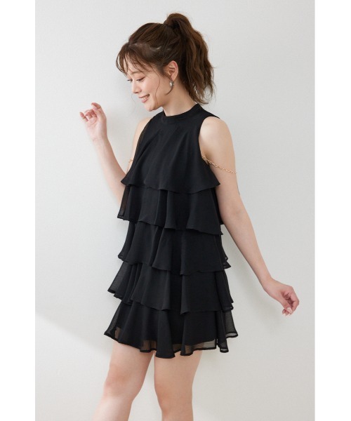rienda(リエンダ)の「ティアードシフォンミニワンピース 夏服 秋服(ワンピース・レディース・ブラック/マルチ/その他2/ホワイト系その他・SMALL/MEDIUM)」の15枚目の写真