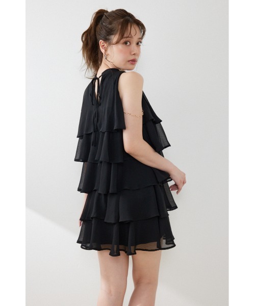 rienda(リエンダ)の「ティアードシフォンミニワンピース 夏服 秋服(ワンピース・レディース・ブラック/マルチ/その他2/ホワイト系その他・SMALL/MEDIUM)」の16枚目の写真