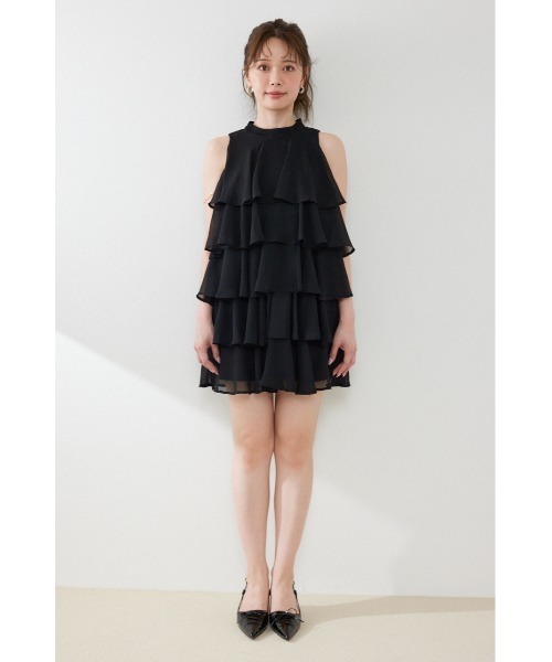 rienda(リエンダ)の「ティアードシフォンミニワンピース 夏服 秋服(ワンピース・レディース・ブラック/マルチ/その他2/ホワイト系その他・SMALL/MEDIUM)」の17枚目の写真
