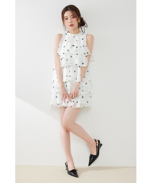 rienda(リエンダ)の「ティアードシフォンミニワンピース 夏服 秋服(ワンピース・レディース・ブラック/マルチ/その他2/ホワイト系その他・SMALL/MEDIUM)」の19枚目の写真
