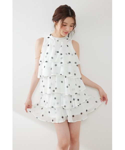 rienda(リエンダ)の「ティアードシフォンミニワンピース 夏服 秋服(ワンピース・レディース・ブラック/マルチ/その他2/ホワイト系その他・SMALL/MEDIUM)」の21枚目の写真