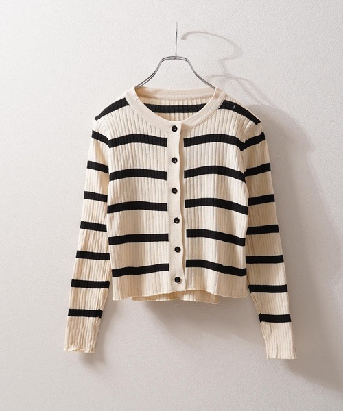 1111clothing(ワンフォークロージング)の「ボーダー キャミソール&カーディガン セット / Striped Camisole & Cardigan Set(カーディガン/ボレロ・レディース・ブラック/ベージュ/ホワイト・FREE)」の20枚目の写真