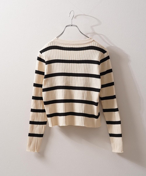 1111clothing(ワンフォークロージング)の「ボーダー キャミソール&カーディガン セット / Striped Camisole & Cardigan Set(カーディガン/ボレロ・レディース・ブラック/ベージュ/ホワイト・FREE)」の21枚目の写真