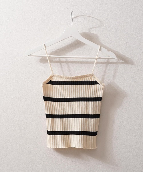 1111clothing(ワンフォークロージング)の「ボーダー キャミソール&カーディガン セット / Striped Camisole & Cardigan Set(カーディガン/ボレロ・レディース・ブラック/ベージュ/ホワイト・FREE)」の22枚目の写真