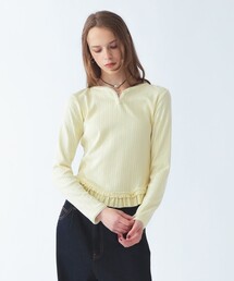 Ray BEAMS | アイレット フリル ヘム ヘンリーネック(Tシャツ/カットソー)