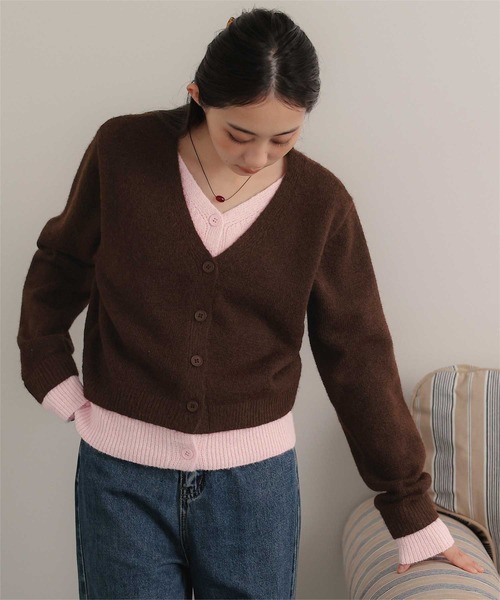 miette(ミエット)の「レイヤードライクVネックニットカーディガン(カーディガン/ボレロ・レディース・ブラウン/パープル/チャコール・FREE)」の10枚目の写真